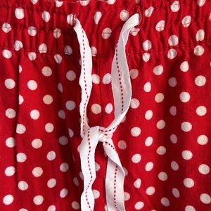 Fuzzy cream  robe sz one size &  Christmas red & white polka dot Jamey bottoms M